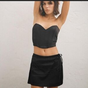 Zara Black Mini Skirt Strappy Skort Shorts Classic Edgy Goth Whimsigoth Sexy
